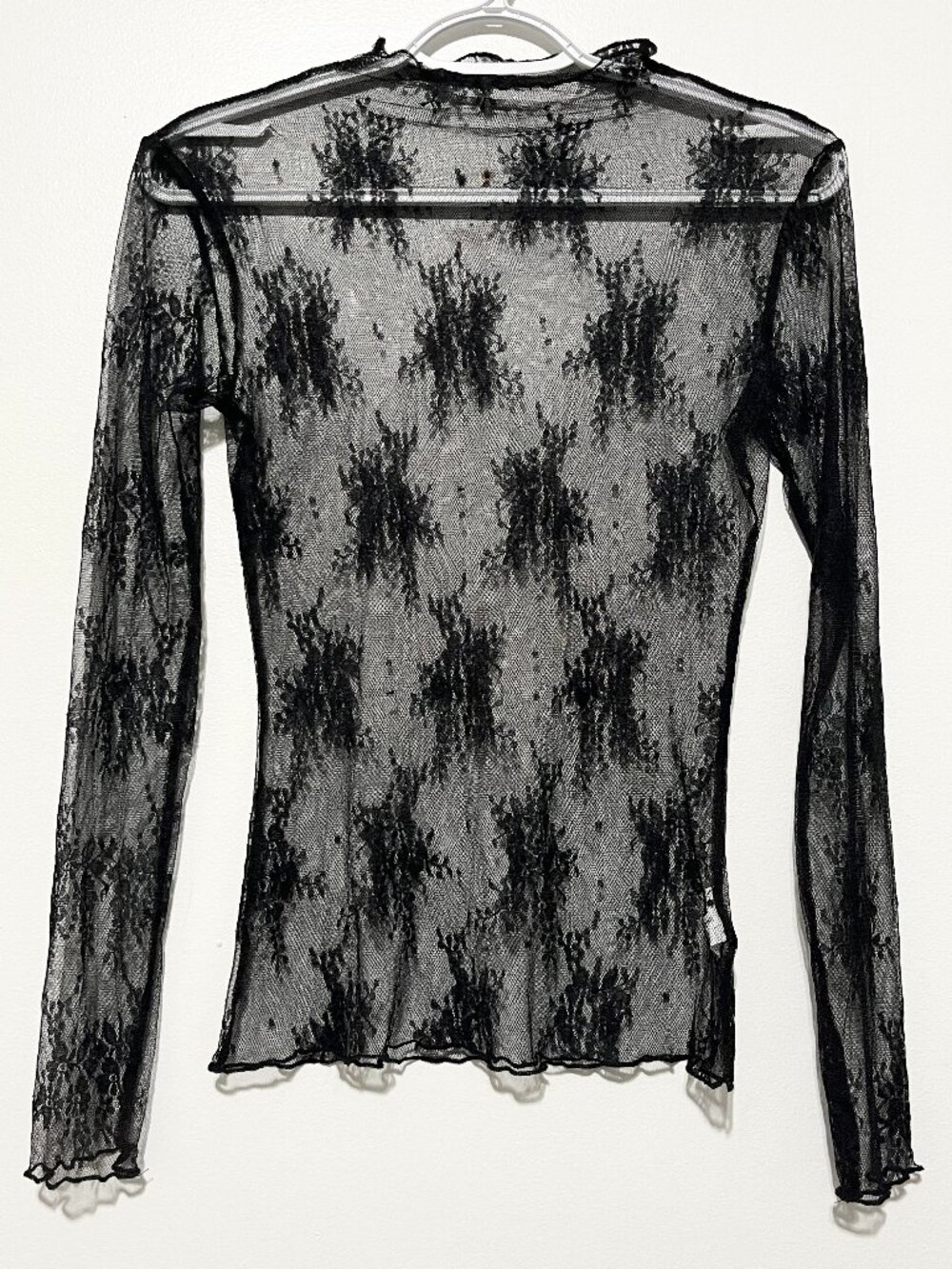 Womens Whimsigoth Sheer Mesh Lace Top M Black Y2K 90s Vamp Witchy Fairy Grunge